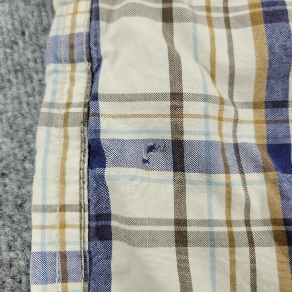 American Eagle Shorts Men's Size 36 Beige Plaid Chino Embroidered Logo Pockets - Picture 7 of 16